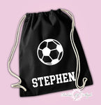 Personalised Any Name Football Back To Drawstring Boy Bag PE GYM School Kids