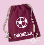 Personalised Any Name Football Back To Drawstring Boy Bag PE GYM School Kids