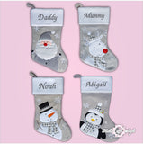 Personalised Grey Luxury Embroidered Kids Christmas Stocking