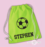 Personalised Any Name Football Back To Drawstring Boy Bag PE GYM School Kids