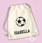 Personalised Any Name Football Back To Drawstring Boy Bag PE GYM School Kids