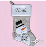 Personalised Grey Luxury Embroidered Kids Christmas Stocking