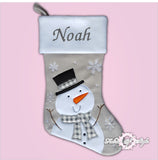 Personalised Grey Luxury Embroidered Kids Christmas Stocking