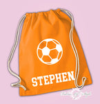 Personalised Any Name Football Back To Drawstring Boy Bag PE GYM School Kids