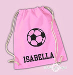 Personalised Any Name Football Back To Drawstring Boy Bag PE GYM School Kids