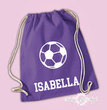 Personalised Any Name Football Back To Drawstring Boy Bag PE GYM School Kids