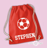 Personalised Any Name Football Back To Drawstring Boy Bag PE GYM School Kids