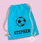 Personalised Any Name Football Back To Drawstring Boy Bag PE GYM School Kids