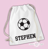 Personalised Any Name Football Back To Drawstring Boy Bag PE GYM School Kids